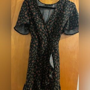 Red and black floral sun dress